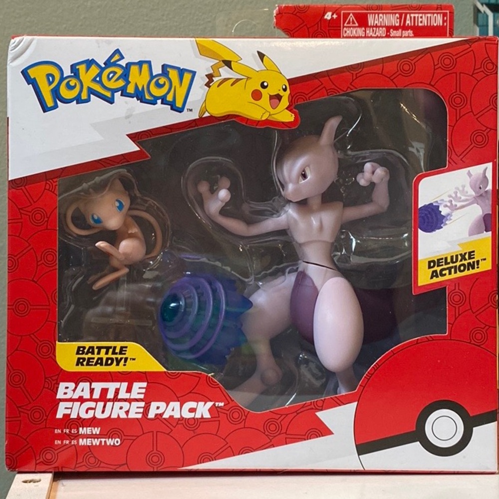 Mewtwo and Mew Pokémon battle figures
